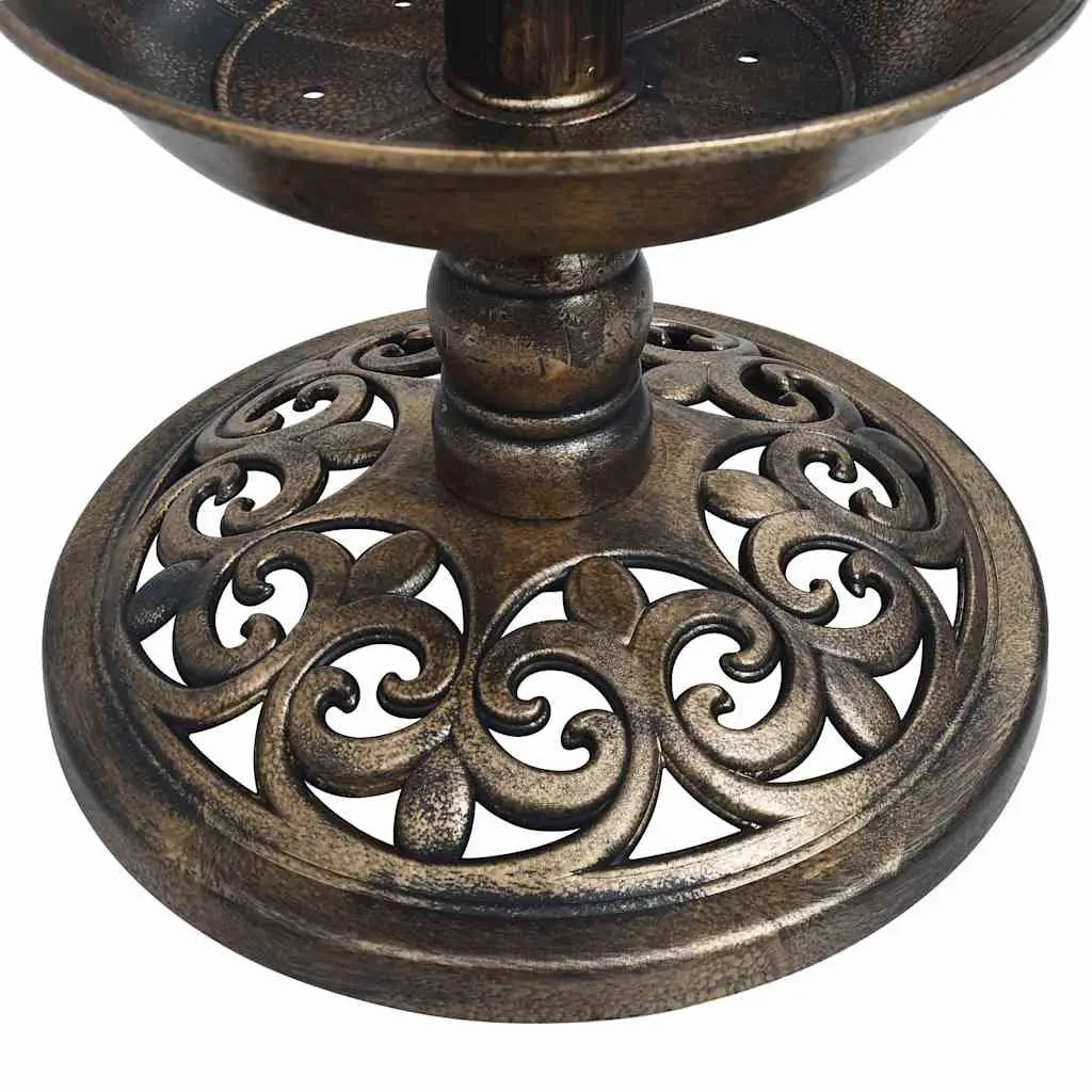 Bird Bath Plastic Brown Solar Powered LED Lights