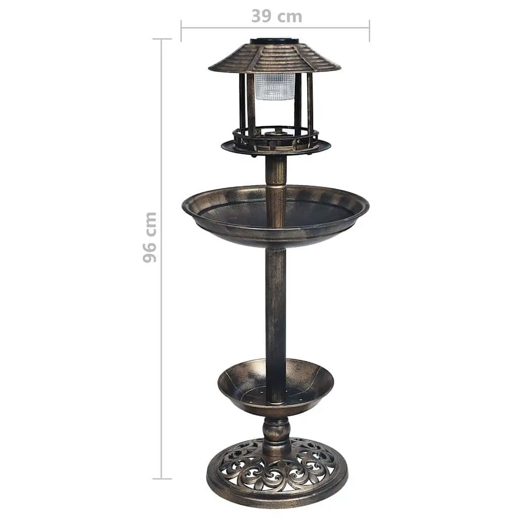 Bird Bath Plastic Brown Solar Powered LED Lights