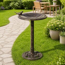 Premium Gold Bird Bath with Sturdy Pedestal Base