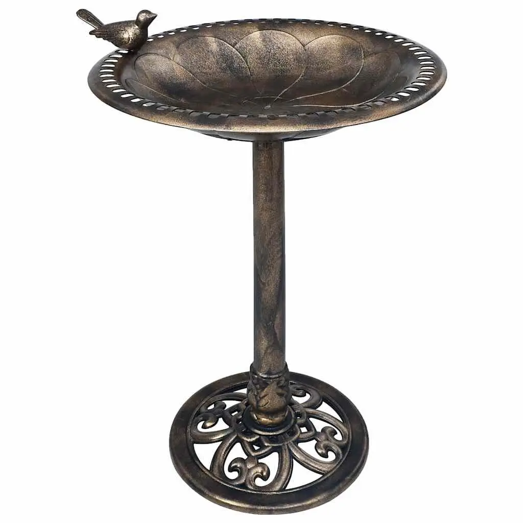 Gold Bird Bath with Sturdy Pedestal Base