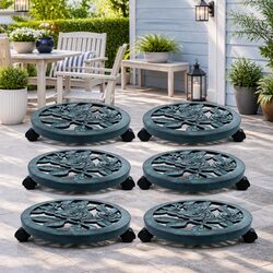 Durable Green Plant Trolleys 6 Piece Set with Casters