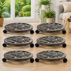 Set of 6 Durable Plant Trolleys with 360° Castors