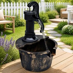 Rustic Brown Outdoor Garden Water Fountain with Pump