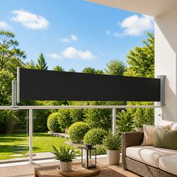 High-Quality Retractable Side Awning 60x300 cm Black