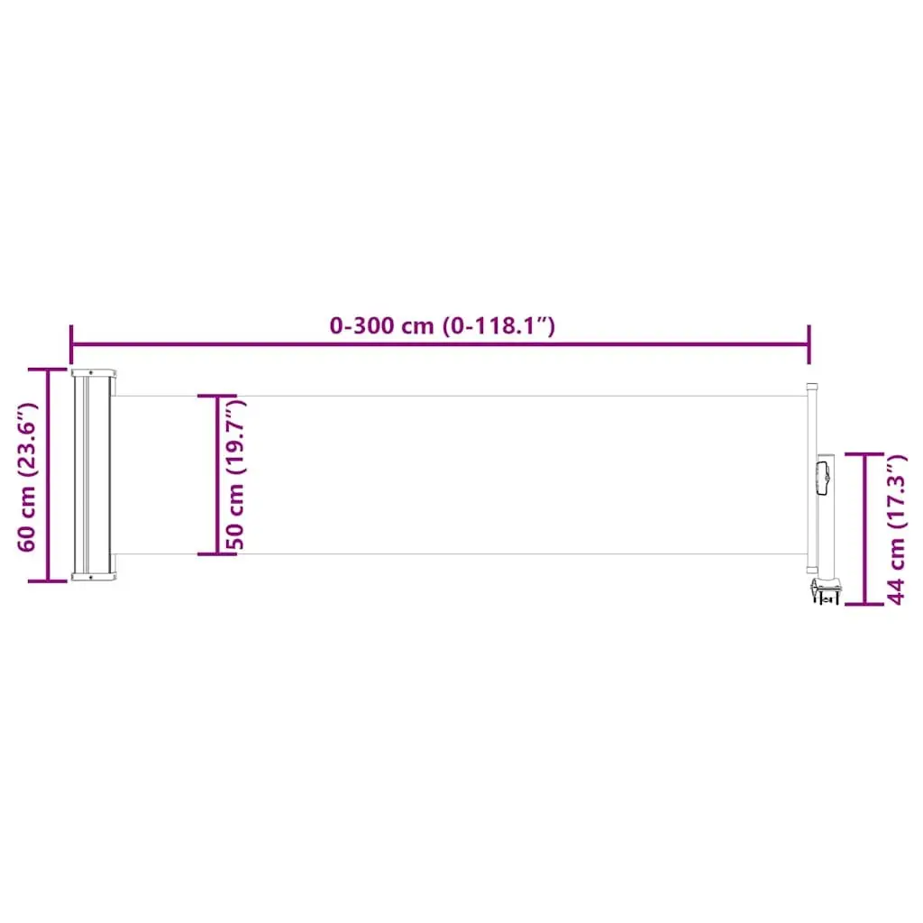 Retractable Side Awning Polyester 60x300 cm Black