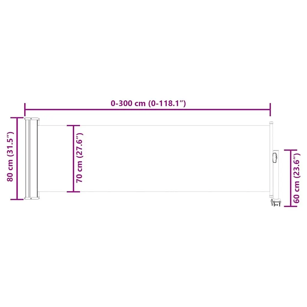 Retractable Side Awning Polyester 80x300cm Grey