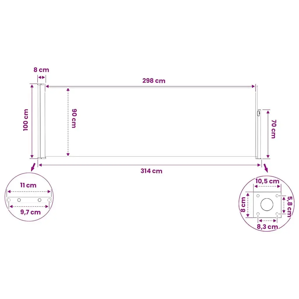 Retractable Side Awning 100x300 cm Black