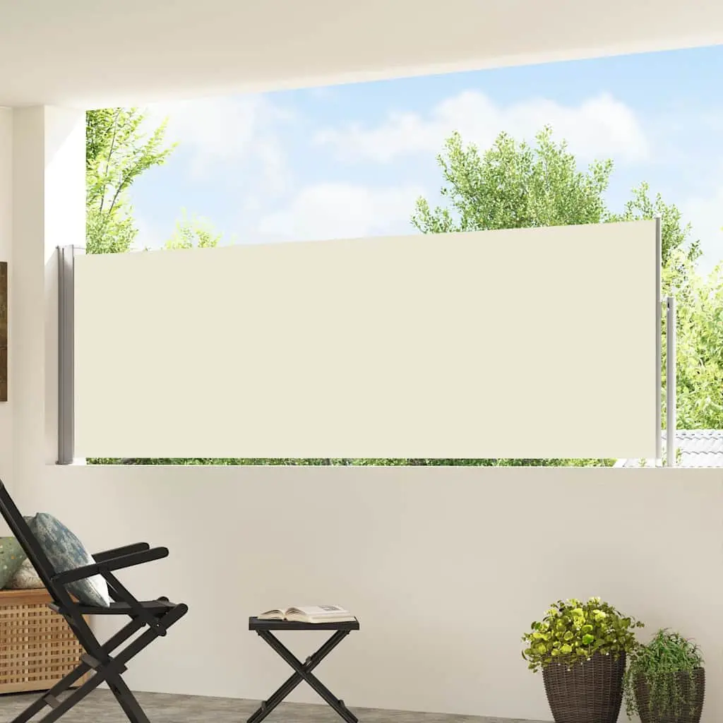 Cream Retractable Side Awning 100x500cm