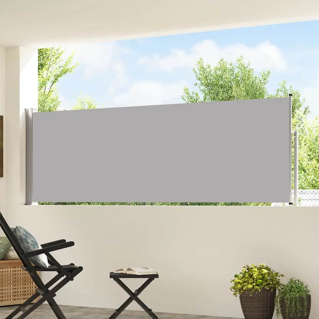 Grey Patio Retractable Side Awning 100x500 cm