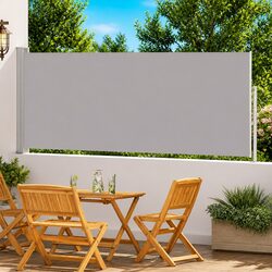 Premium Grey Retractable Side Awning 120x500cm