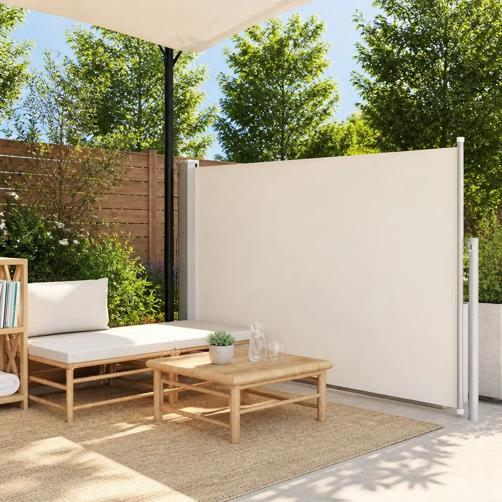 Retractable Side Awning Polyester 140x500cm Cream