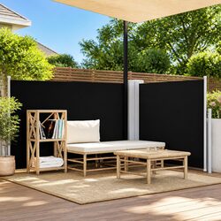 High-Quality Retractable Side Awning Black 100x600cm