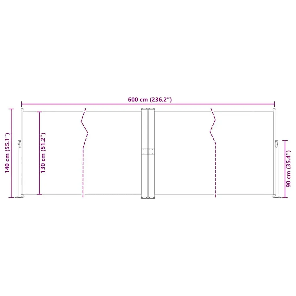Retractable Side Awning 140x600cm Black