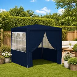 Durable 2x2 m Party Tent with Side Walls – Blue Canopy