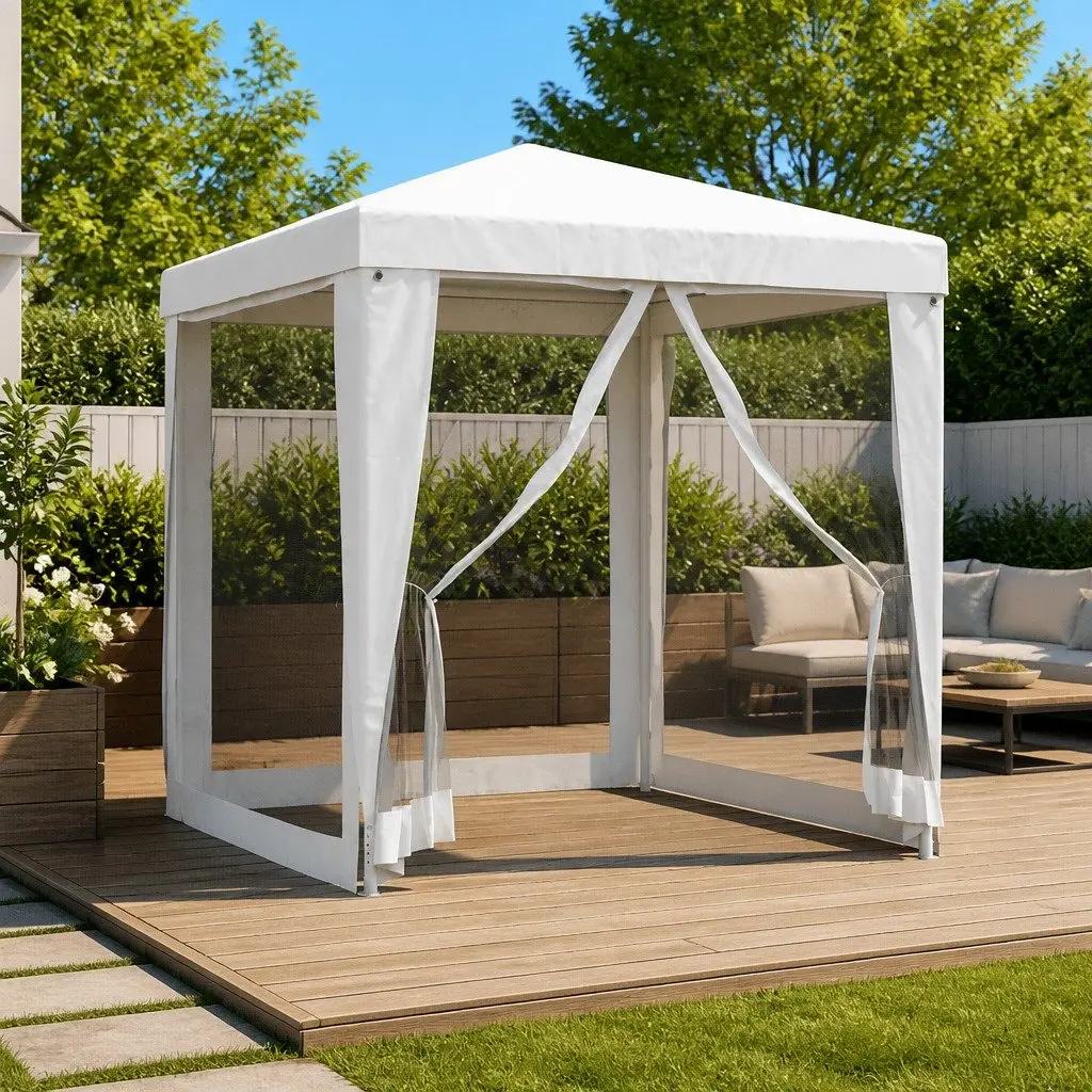 2x2m White Party Tent with Mesh Walls