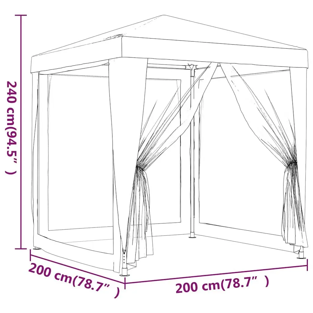 2x2m White Party Tent with Mesh Walls