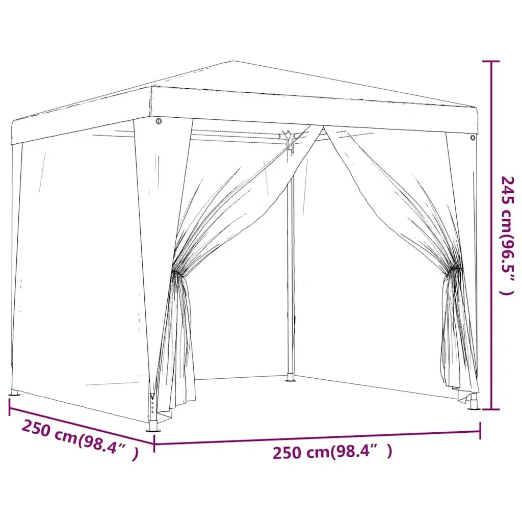 2.5x2.5m Party Tent with Mesh Sidewalls