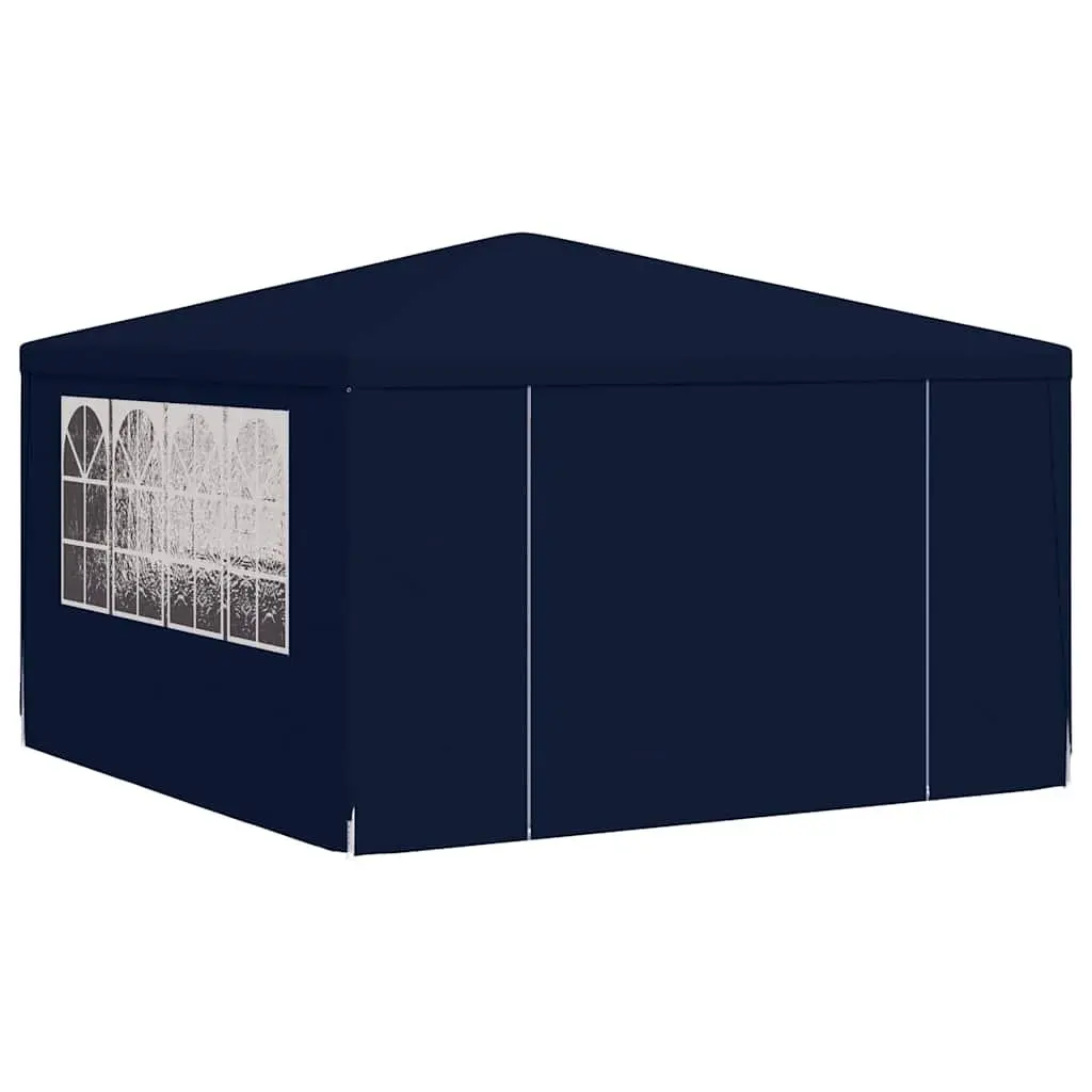 Party Tent Polyethylene 4x4 m Blue with Side Walls Decorative Windows and Zippered Door