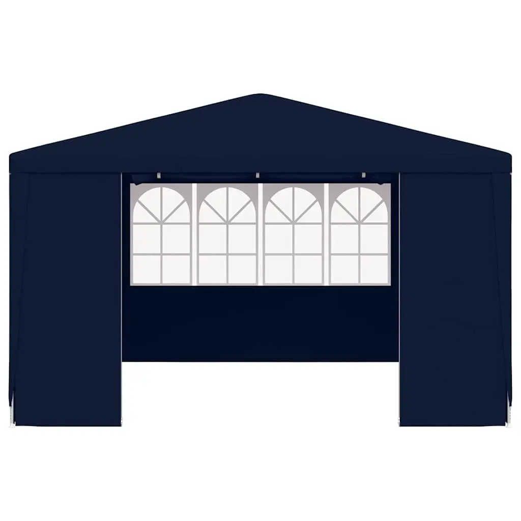 Party Tent Polyethylene 4x4 m Blue with Side Walls Decorative Windows and Zippered Door