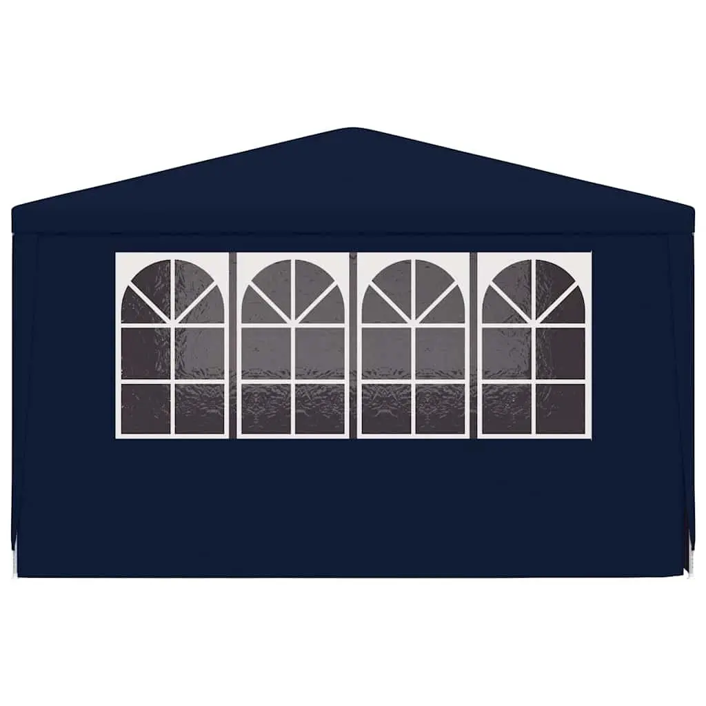 Party Tent Polyethylene 4x4 m Blue with Side Walls Decorative Windows and Zippered Door