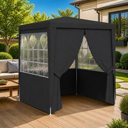 Party Tent 2x2m Outdoor Gazebo Canopy with Side Walls Windows Door Anthracite