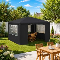 Anthracite 4x4 m Outdoor Party Gazebo with Side Walls
