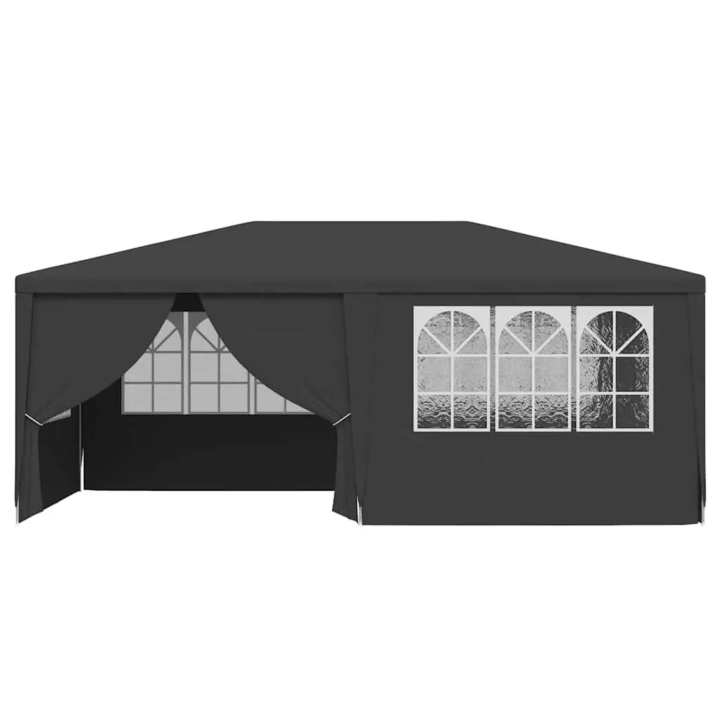 Party Tent Polyethylene 4x6 m Anthracite Outdoor Marquee with Side Walls Windows Door