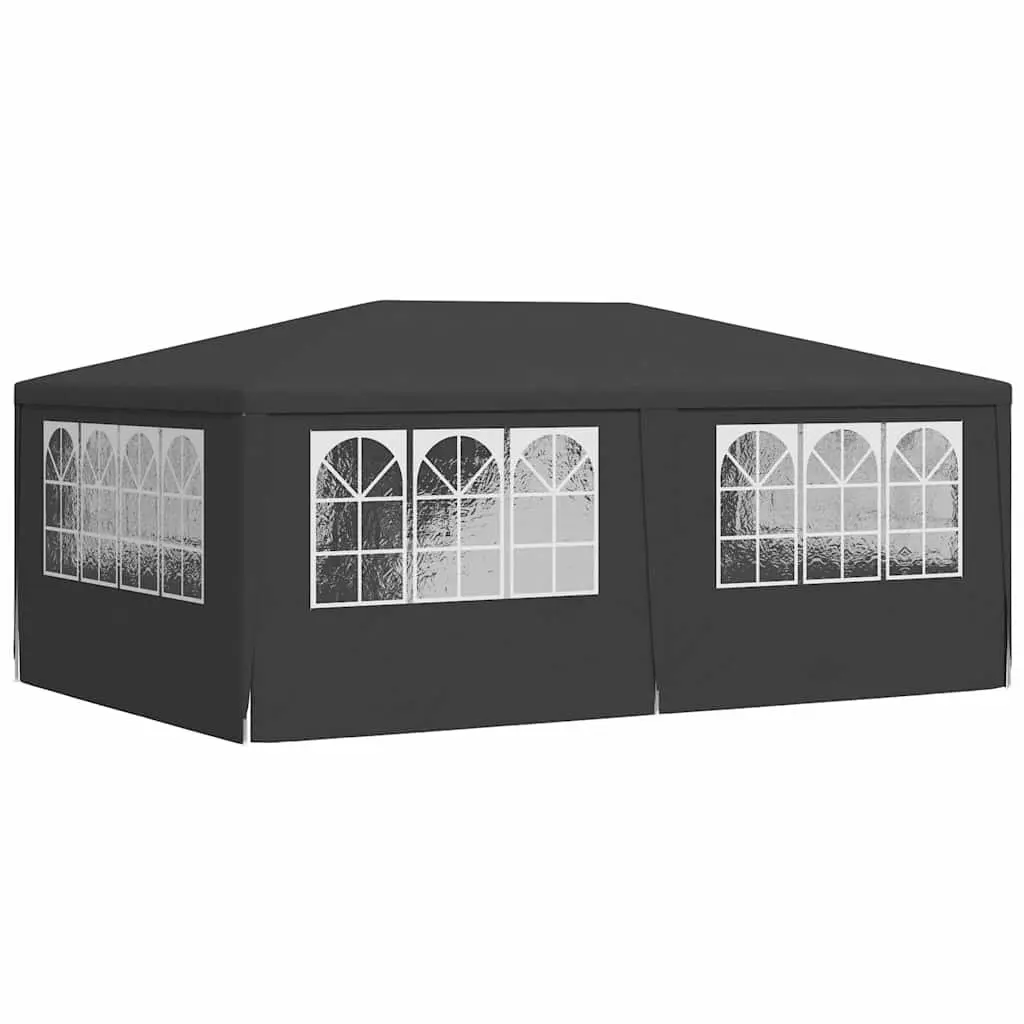 Party Tent Polyethylene 4x6 m Anthracite Outdoor Marquee with Side Walls Windows Door