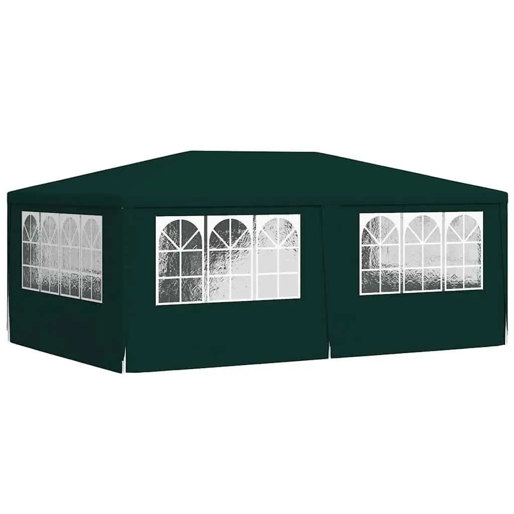 Party Tent Polyethylene 4x6m Green with Side Walls Windows Door Panels