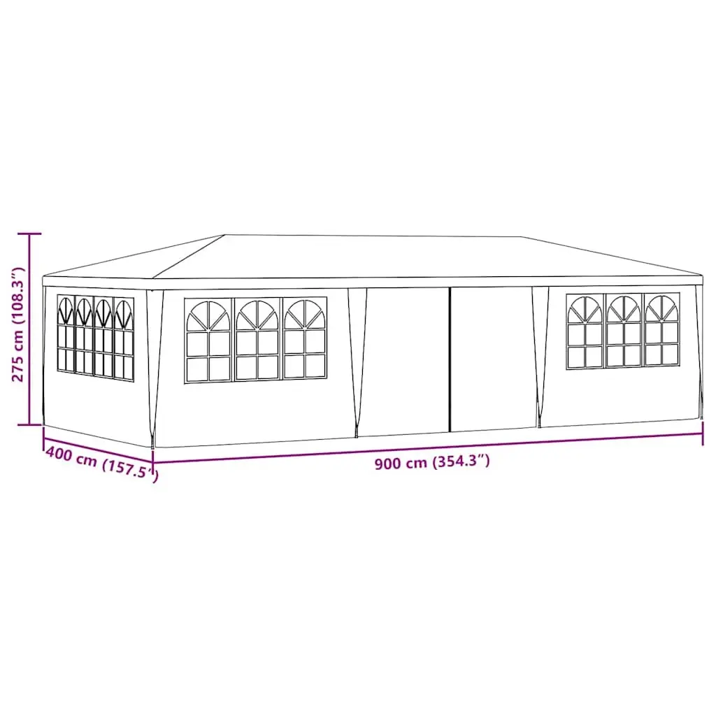 Green Party Tent with Side Walls 4x9m