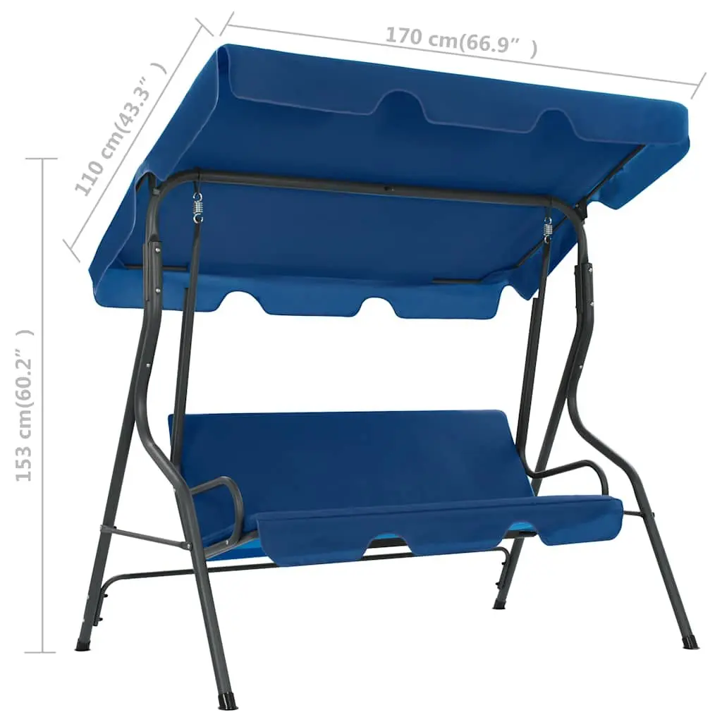 Garden Swing Bench Polyester Fabric 170 x 110 x 153 cm Blue