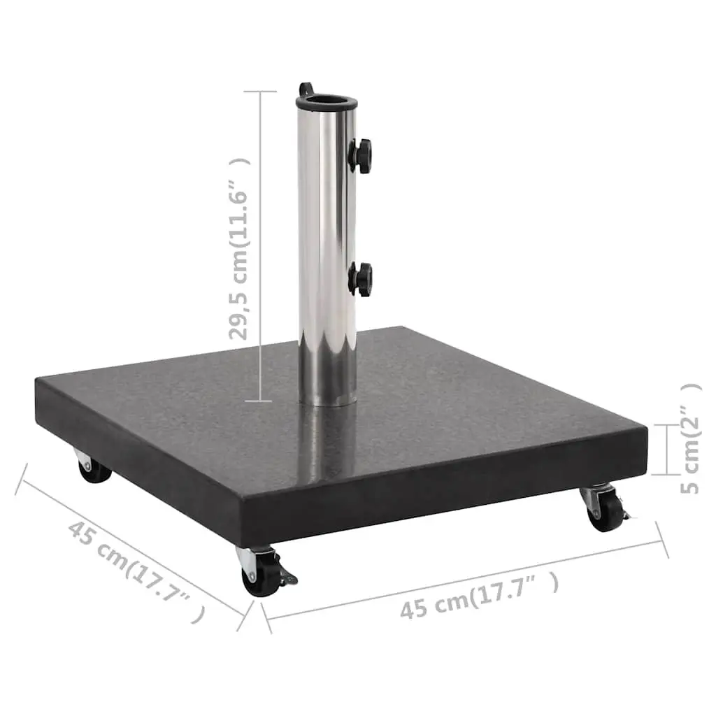 Square Granite Parasol Base 30kg Outdoor Umbrella Stand Weight Anchor Black