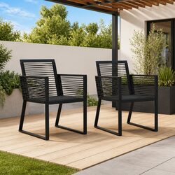 Contemporary Black Patio Seating - 2 Outdoor Chairs