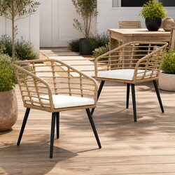 Durable Brown Poly Rattan Outdoor Chairs with Cushions