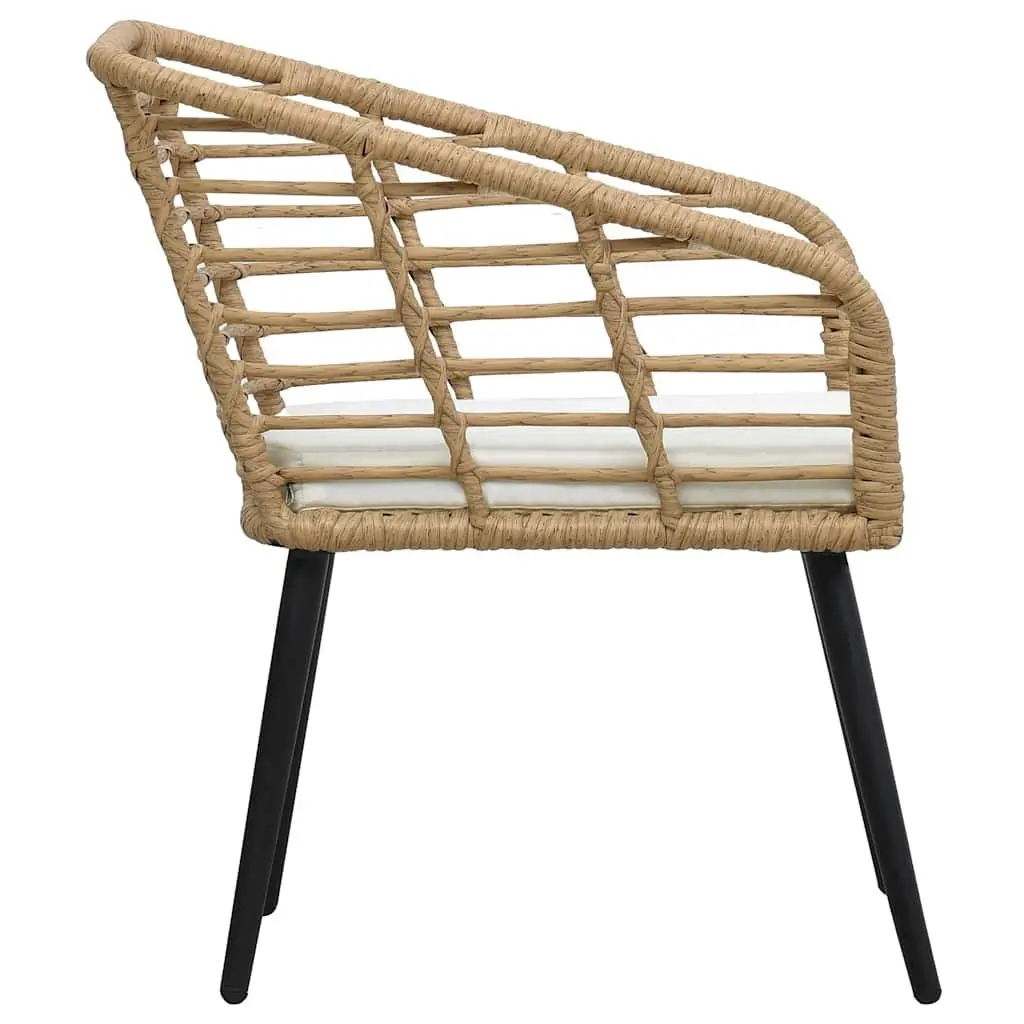 Brown Poly Rattan Outdoor Chairs with Cushions