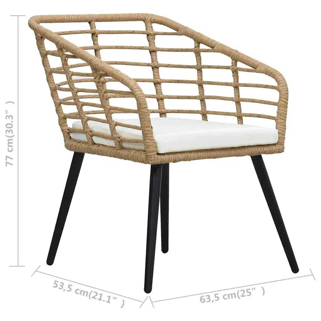 Brown Poly Rattan Outdoor Chairs with Cushions