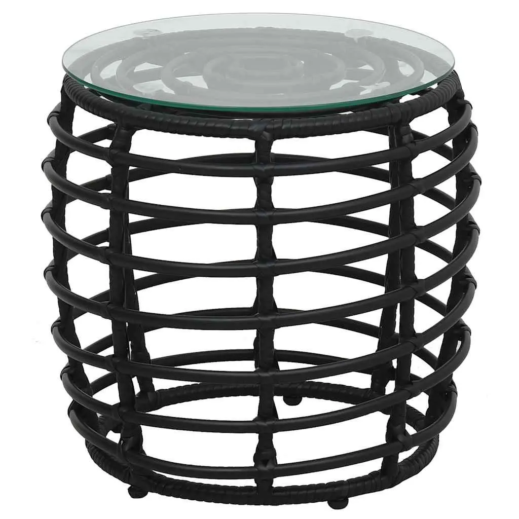 3 Piece Bistro Set Poly Rattan Steel Frame Black Outdoor Garden Patio Furniture