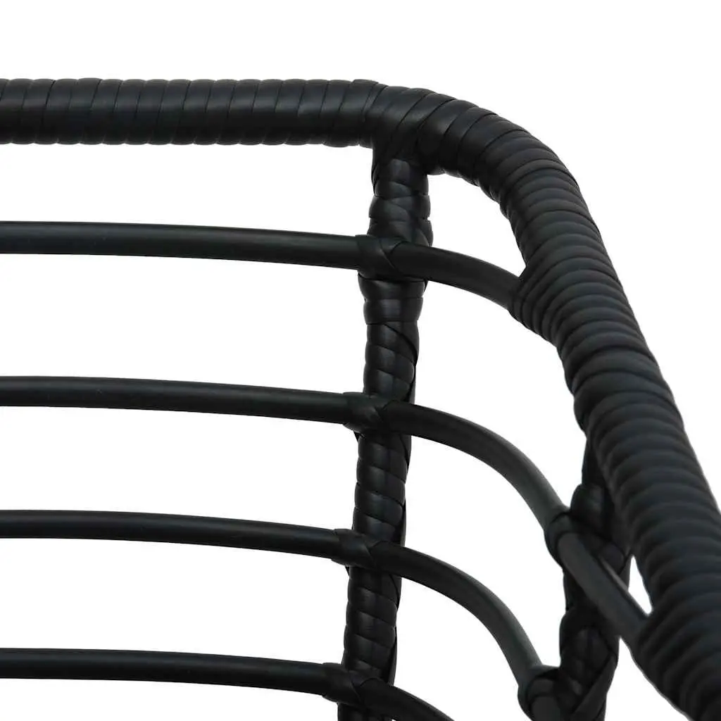 3 Piece Bistro Set Poly Rattan Steel Frame Black Outdoor Garden Patio Furniture
