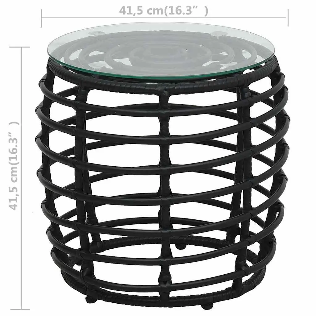 3 Piece Bistro Set Poly Rattan Steel Frame Black Outdoor Garden Patio Furniture
