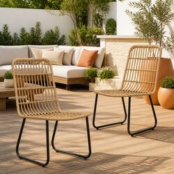 Durable Poly Rattan Outdoor Chairs Set with Curved Backrest