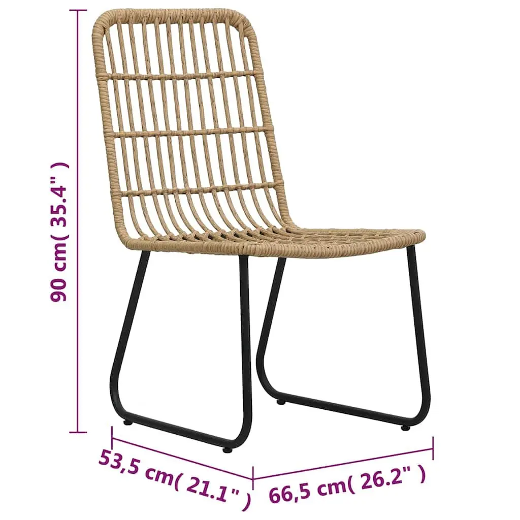 Poly Rattan Outdoor Chairs Set with Curved Backrest