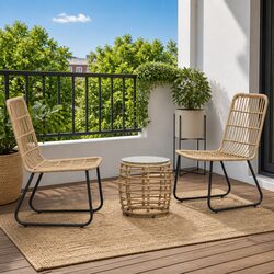 Durable 3 Piece Poly Rattan Bistro Set for Outdoors