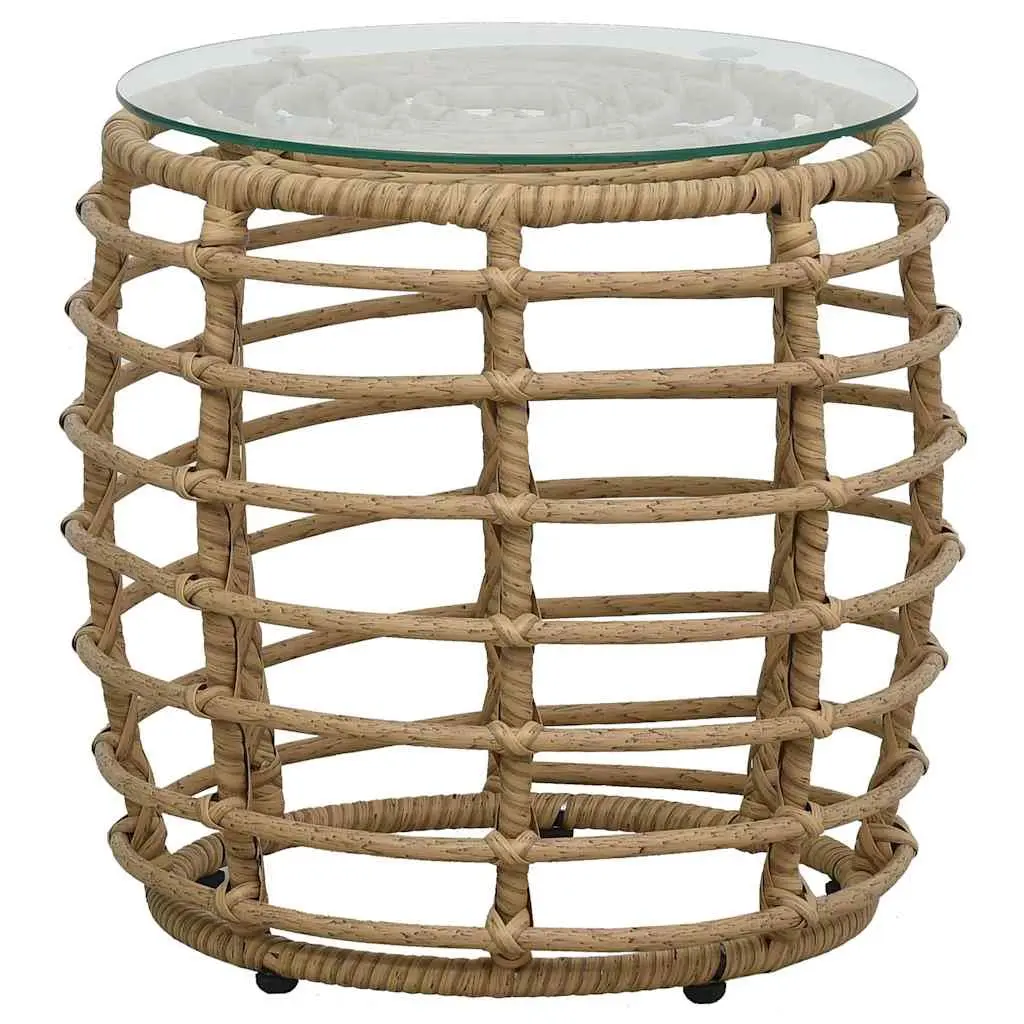 3 Piece Bistro Set Poly Rattan Garden Furniture Chairs Coffee Table Brown
