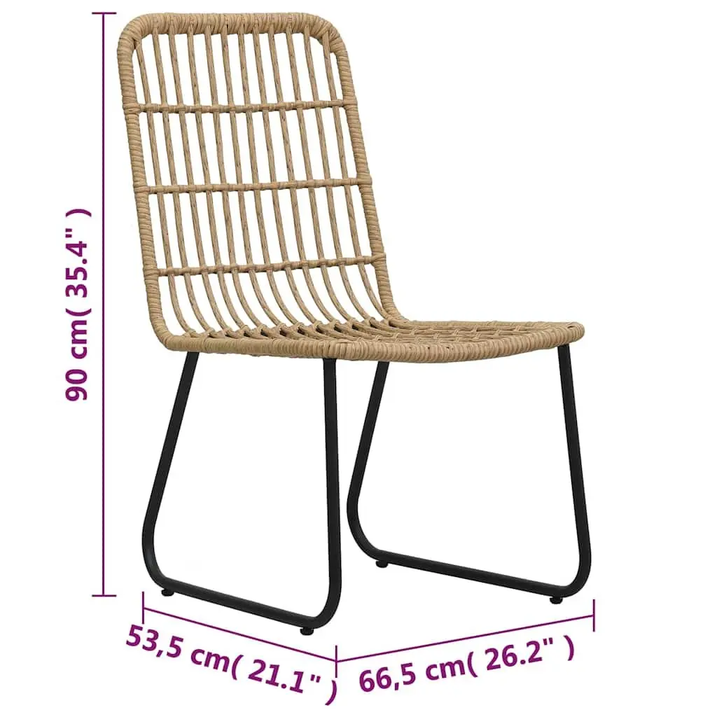 3 Piece Bistro Set Poly Rattan Garden Furniture Chairs Coffee Table Brown