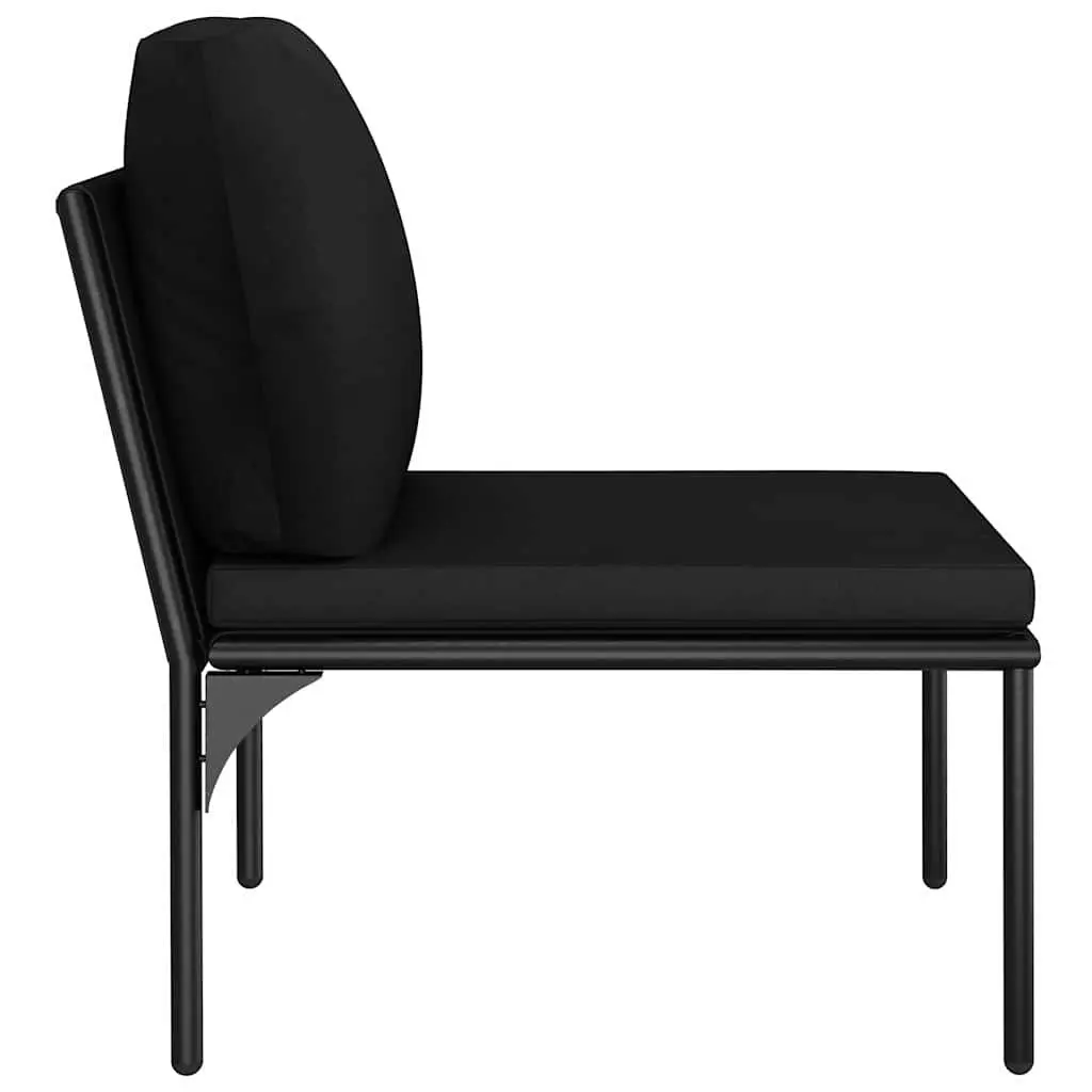 Garden Lounge Set 6 Piece Steel PVC Black Outdoor Sectional Sofa