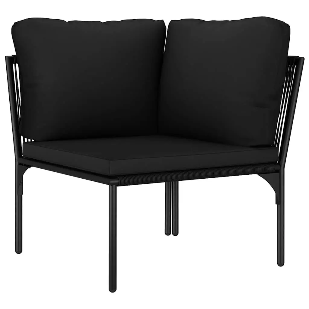 Garden Lounge Set 6 Piece Steel PVC Black Outdoor Sectional Sofa