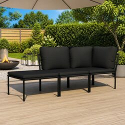 Sturdy 3 Piece Garden Lounge Set with PVC Cushions