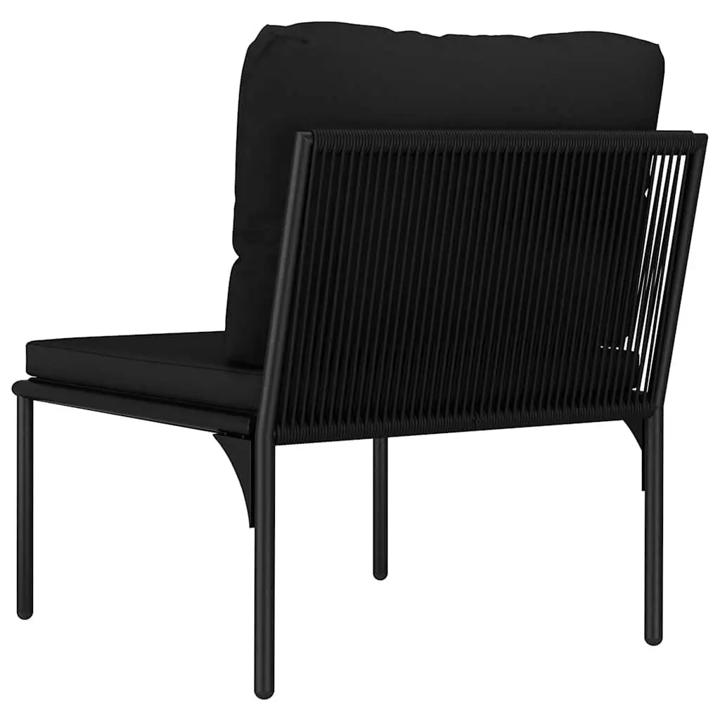 3 Piece Garden Lounge Set Powder-coated Steel Weather-resistant PVC Black Cushions Modular