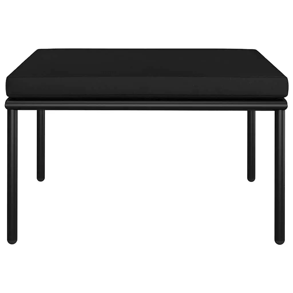 3 Piece Garden Lounge Set Powder-coated Steel Weather-resistant PVC Black Cushions Modular