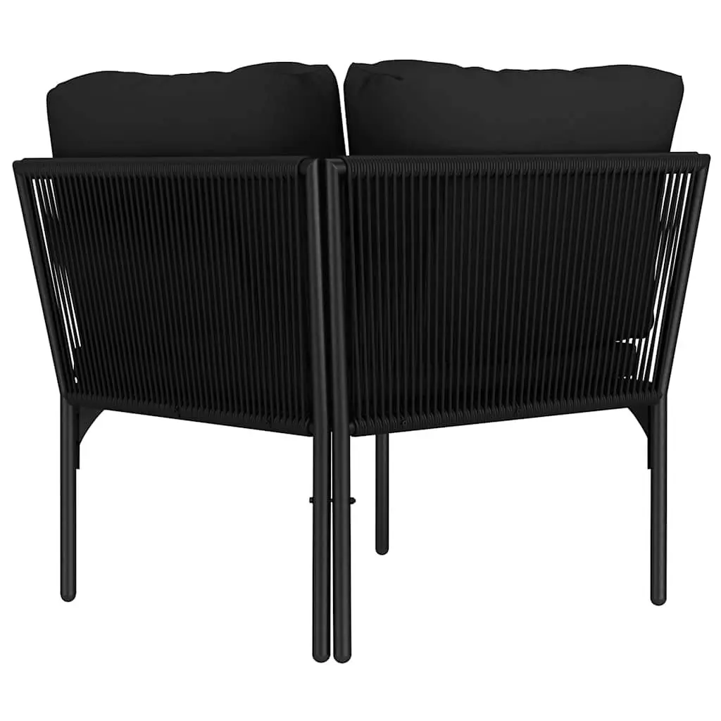 3 Piece Garden Lounge Set Powder-coated Steel Weather-resistant PVC Black Cushions Modular